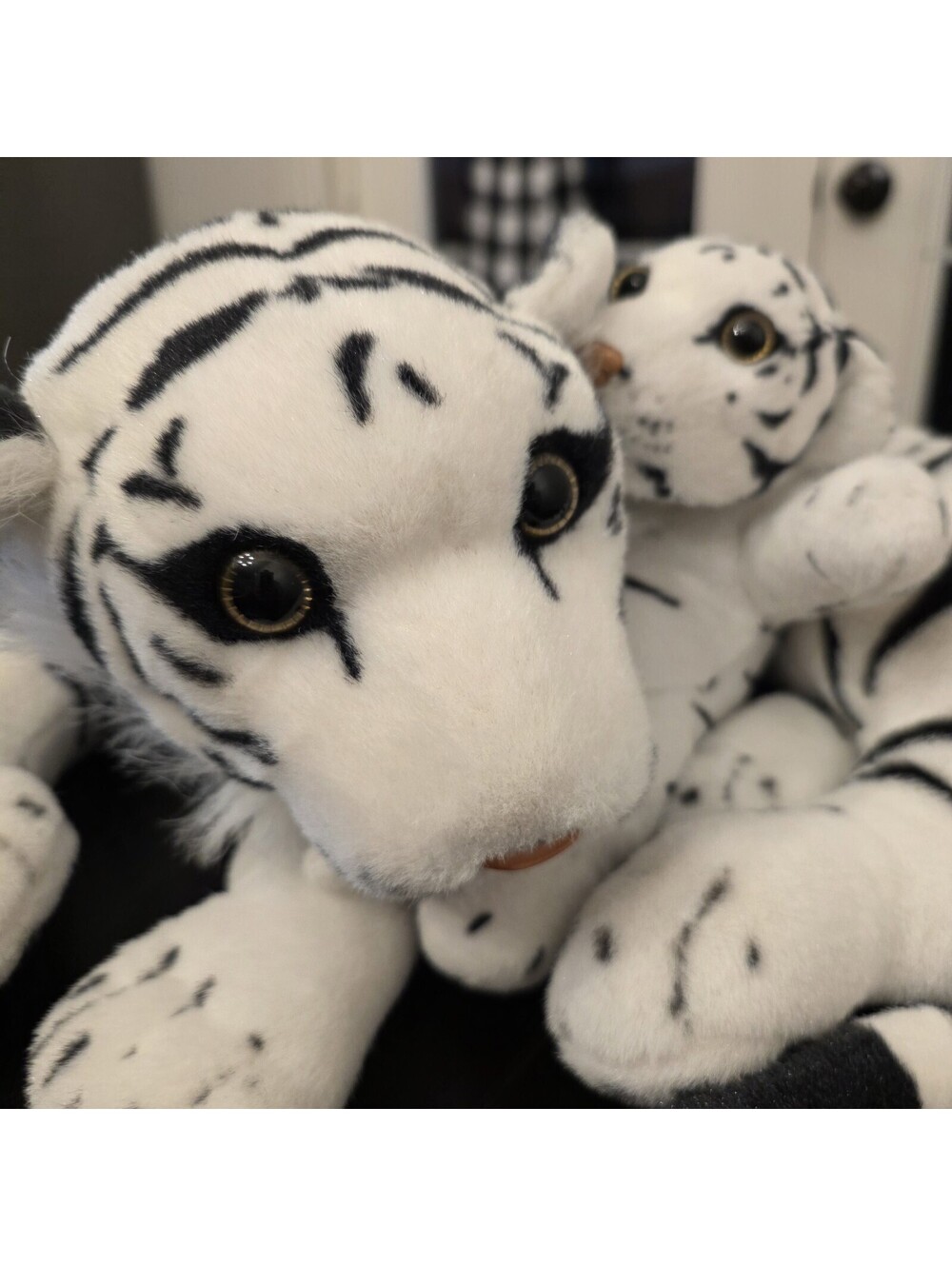 American Furniture Warehouse White Tiger Mom And Baby Plush EUC